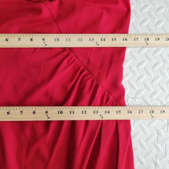 Badgley Mischka Collection Formal Gown Size 10 Red One Shoulder High Low Hem - Picture 10 of 13